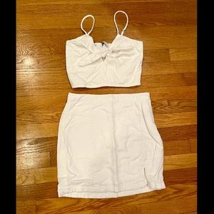 Abercrombie White Linen Blend Tie Front Cami & Mini Skirt